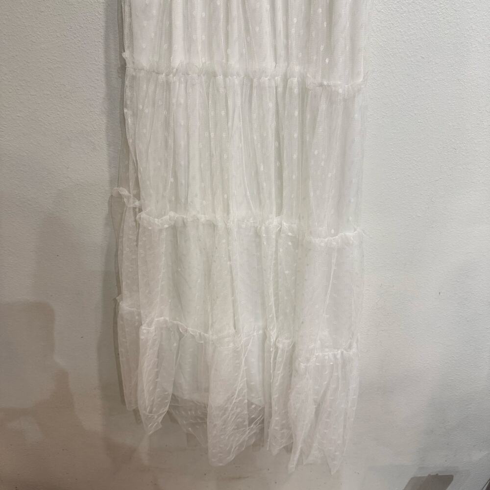 Blu Pepper White Swiss Dot Tulle Tiered Maxi Dress Sz S - Picture 4 of 11